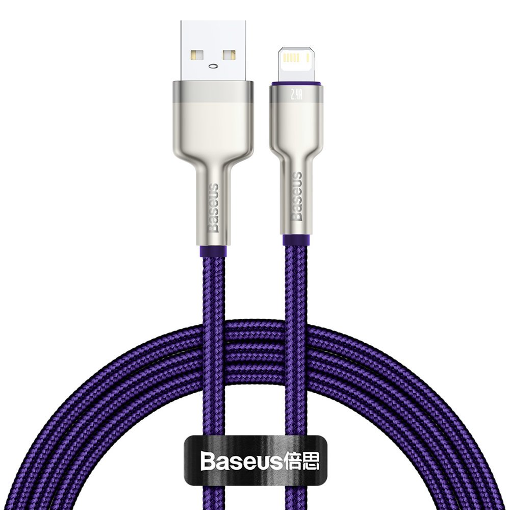 Cabo de carregamento e dados USB-A - Lightning Baseus Cafule Metal Series, 18W, 1m, roxo CALJK-A05