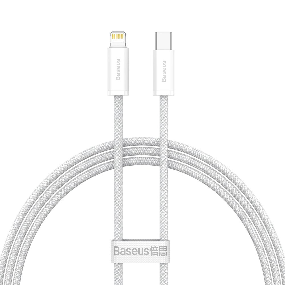 Cabo de carregamento rápido dinâmico de dados e carregamento USB-C - Lightning Baseus, 20 W, 1 m, branco CALD000002