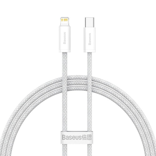 Cabo de carregamento rápido dinâmico de dados e carregamento USB-C - Lightning Baseus, 20 W, 1 m, branco CALD000002