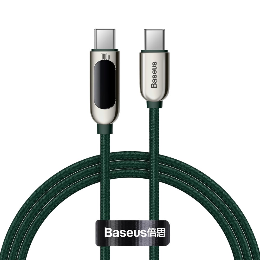 Cabo de carregamento e dados USB-C - Carregamento rápido do ecrã USB-C Baseus, 100W, 1m, verde CATSK-B06