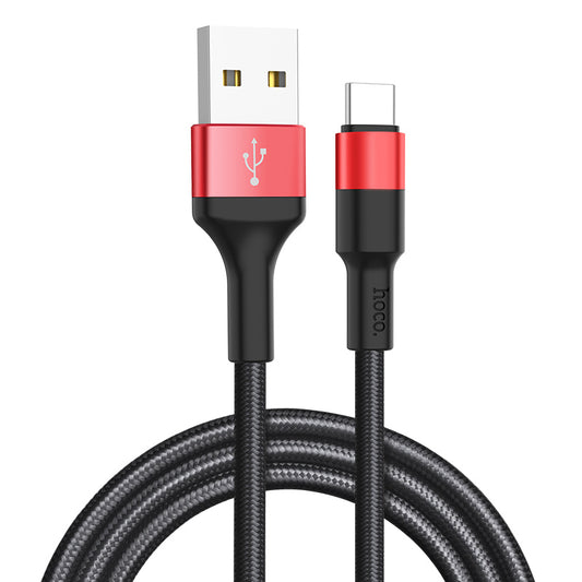 Cabo de Dados e Carregamento USB-A - USB-C HOCO X26 Xpress, 18W, 1m, Preto Vermelho