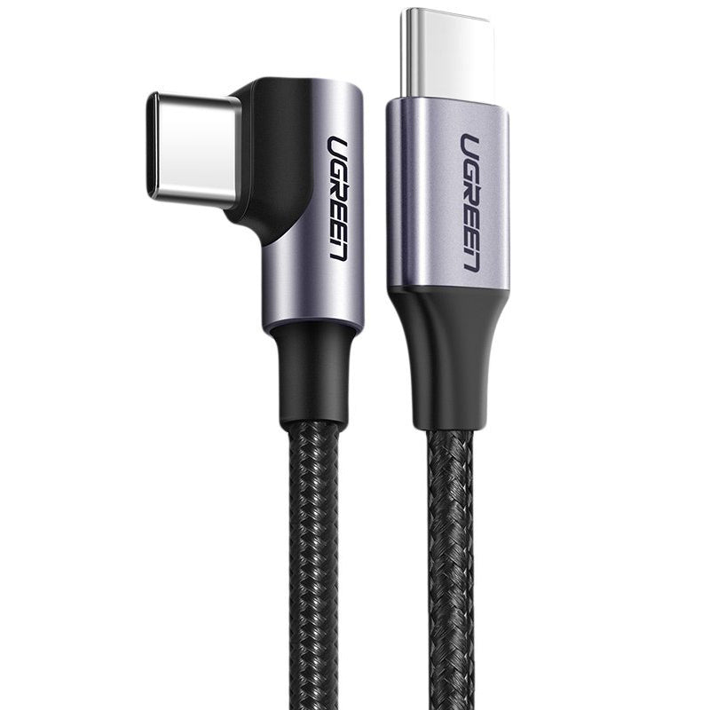 Cabo para carregamento e dados USB-C - USB-C UGREEN US255 USB-C angular, 60W, 1m, cinzento