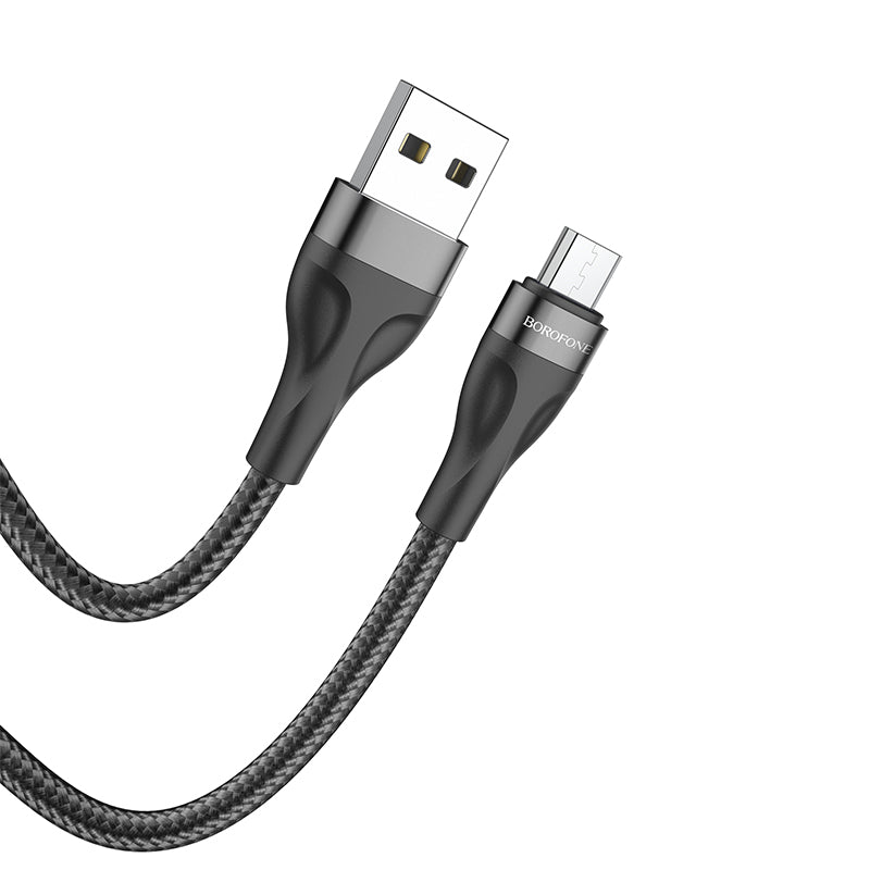 Cabo de carregamento e dados USB-A - microUSB Borofone BX61, 18W, 1m, Preto