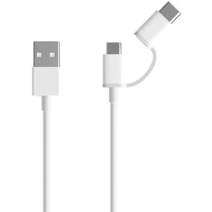 Cabo de carregamento e dados USB-A - microUSB / USB-C Xiaomi Mi 2in1, 18W, 1m, branco SJV4082TY 