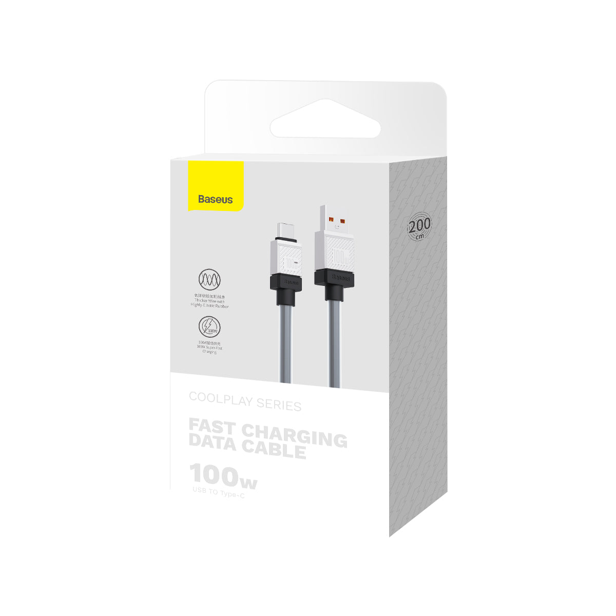 Cabo de Dados e Carregamento USB-A - USB-C Baseus CoolPlay, 100W, 2m, Preto CAKW000701