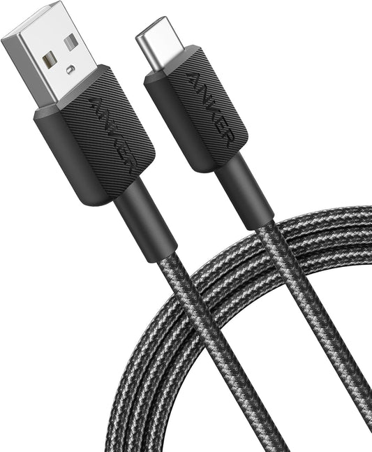 Cabo de carregamento e dados USB-A para USB-C Anker 322, 18W, 1,8 m, preto A81H6G11 