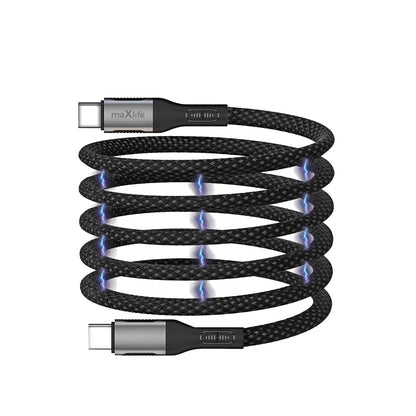 Cabo de Dados e Carregamento USB-C - USB-C MaXlife MXUC-11 Magnético, 100W, 1m, Preto