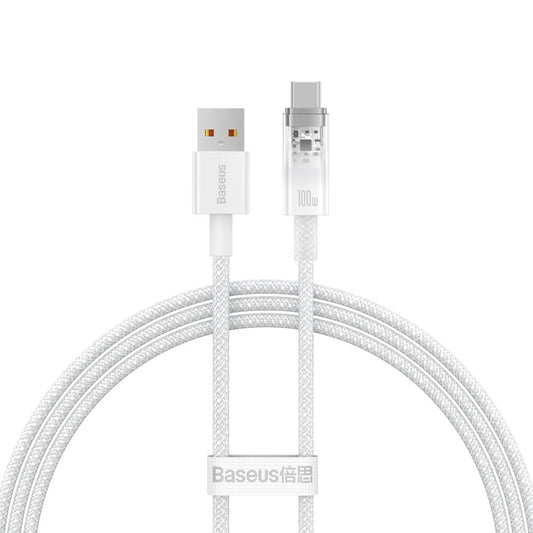 Cabo de Dados e Carregamento USB-A - USB-C Baseus Explorer, 100W, 1m, Branco CATS010402