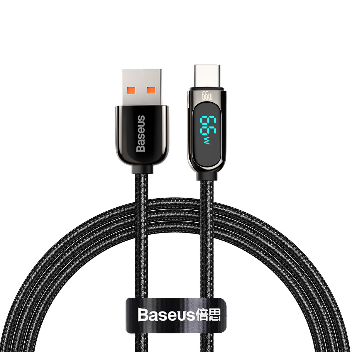 Cabo de Dados e Carregamento USB-A - USB-C Baseus Display, 66W, 2m, Preto CASX020101