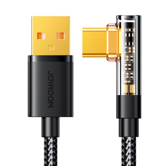 Cabo de Dados e Carregamento USB-A - USB-C Joyroom S-UC027A6 Angled, 60W, 1.2m, Preto