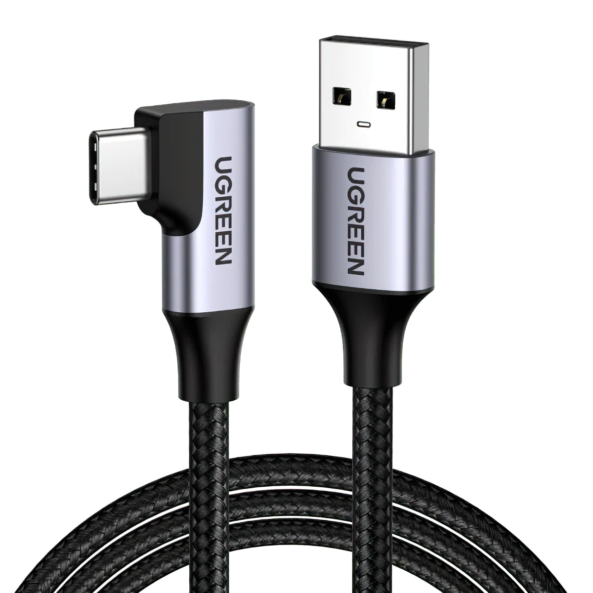 Cabo de carregamento e dados USB-A - USB-C UGREEN US385 angular, 60W, 1m, cinzento 