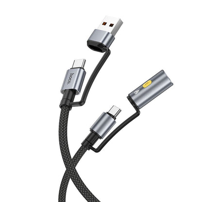 Cabo de Dados e Carregamento USB-C / USB-A - USB-C / Isqueiro Elétrico HOCO U138, 60W, 1.2m, Preto