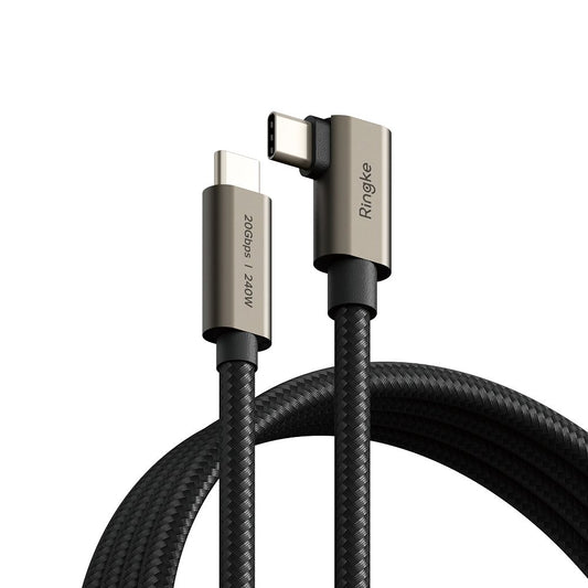 Cabo de Dados e Carregamento USB-C - USB-C Ringke 2X2 Angled, 240W, 2m, Preto