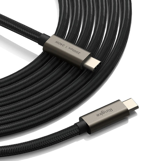 Cabo de Dados e Carregamento USB-C - USB-C Ringke 2X2, 240W, 1m, Preto
