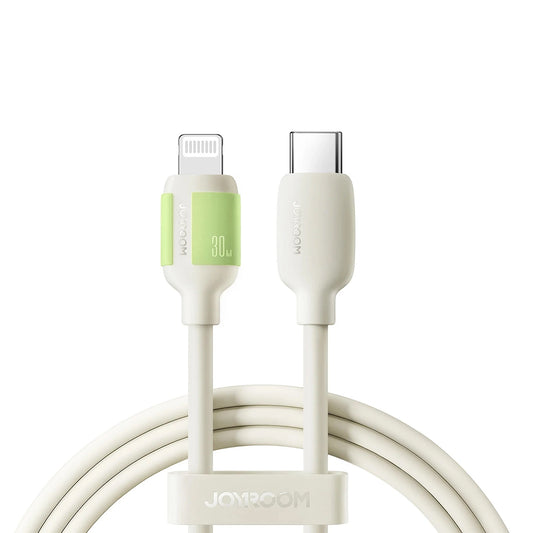 Cabo de Dados e Carregamento USB-C - Lightning Joyroom S-A53, 30W, 1.2m, Bege