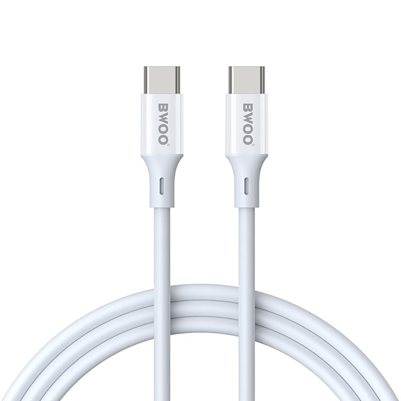 Cabo de Dados e Carregamento USB-C - USB-C BWOO X282, 60W, 1m, Branco