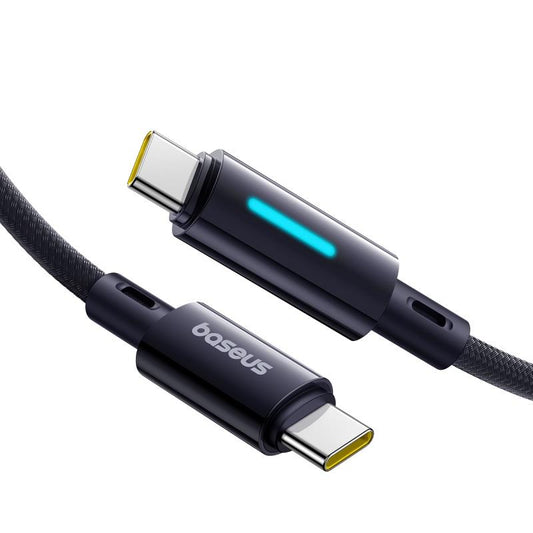 Cabo de Dados e Carregamento USB-C - USB-C Baseus Lit Button Control, 100W, 2m, Preto P10379000121-01