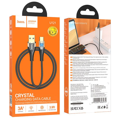 Cabo de Dados e Carregamento USB-A - USB-C HOCO U121, 18W, 1.2m, Preto