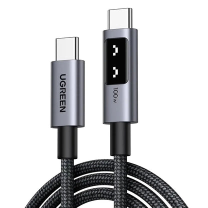 Cabo de Dados e Carregamento USB-C - USB-C UGREEN L509, 100W, 2m, Cinzento