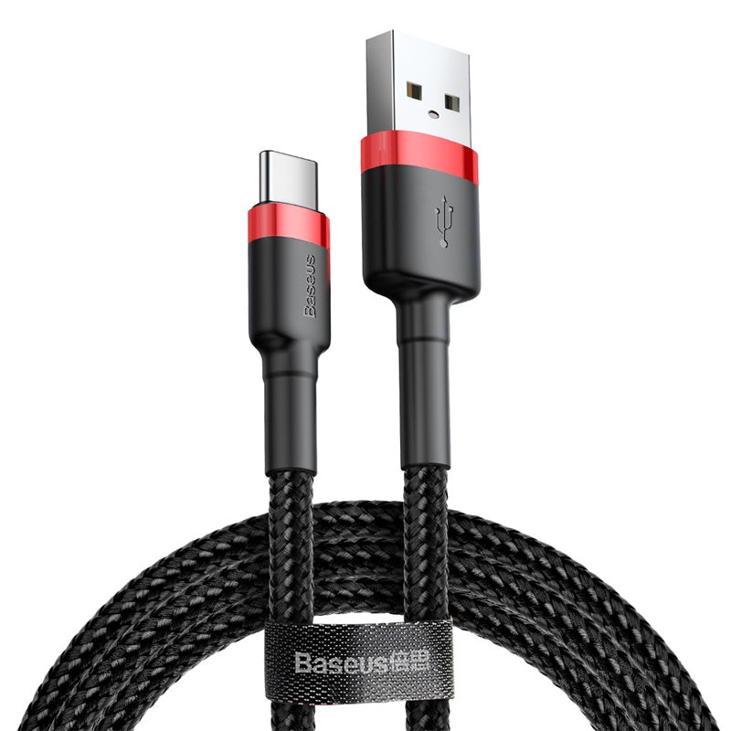 Cabo de Dados e Carregamento USB-A - USB-C Baseus Cafule, 18W, 3m, Vermelho CATKLF-U91