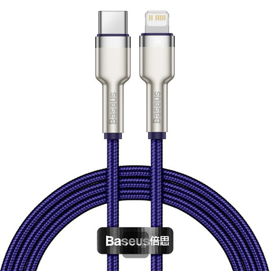 Cabo de Dados e Carregamento USB-C - Lightning Baseus Cafule Metal Series, 20W, 1m, Roxo CATLJK-A05