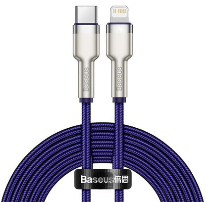 Cabo de Dados e Carregamento USB-C - Lightning Baseus Cafule Metal Series, 20W, 2m, Roxo CATLJK-B05