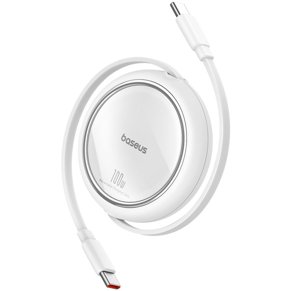 Cabo de Dados e Carregamento USB-C - USB-C Baseus Free2Draw Mini Retrátil, 100W, 1m, Branco P10364500211-00