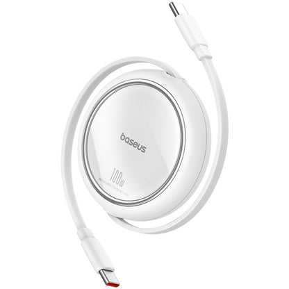 Cabo de Dados e Carregamento USB-C - USB-C Baseus Free2Draw Mini Retrátil, 100W, 1m, Branco P10364500211-00