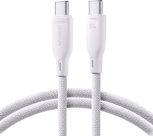 Cabo de Dados e Carregamento USB-C - USB-C Joyroom Multi-Color S-A34, 60W, 1m, Branco