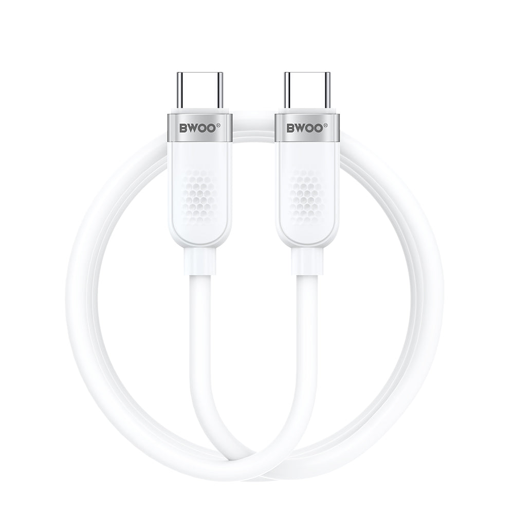 Cabo de Dados e Carregamento USB-C - USB-C BWOO BO-X315C, 100W, 1m, Branco