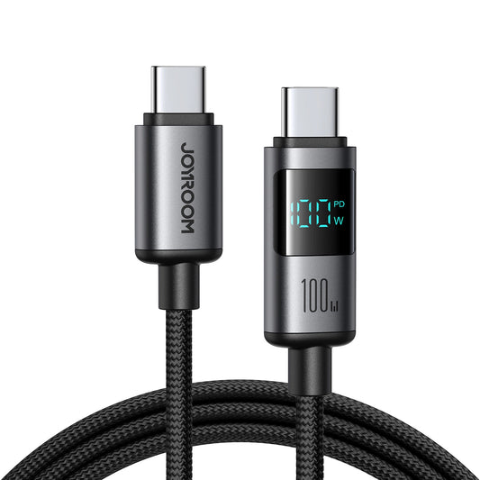 Cabo de Dados e Carregamento USB-C - USB-C Joyroom S-A16 Pro Prism Display, 100W, 1.2m, Preto