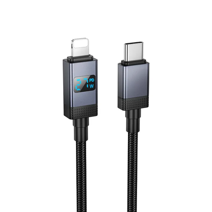 USB-C to Lightning Data and Charging Cable HOCO X118 Display, 27W, 1m, Black
