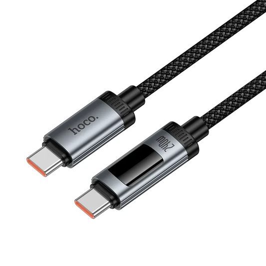 Cabo de Dados e Carregamento USB-C - USB-C HOCO Display U148, 240W, 1.2m, Preto