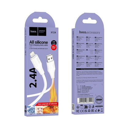Cabo de Dados e Carregamento USB-A - Lightning HOCO X124, 18W, 1m, Branco