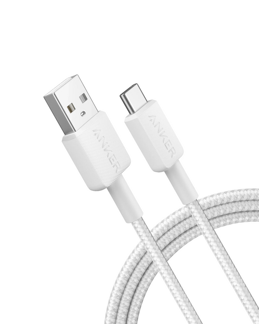 Cabo de Dados e Carregamento USB-A - USB-C Anker 322, 18W, 1.8m, Branco A81H6G21