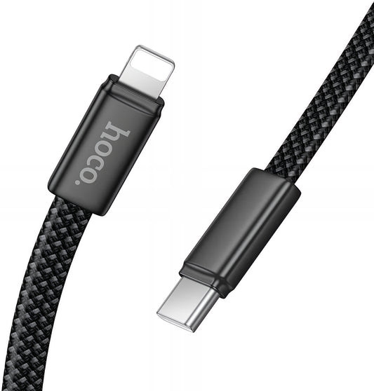 Cabo de Dados e Carregamento USB-C - Lightning HOCO X125, 30W, 1m, Preto