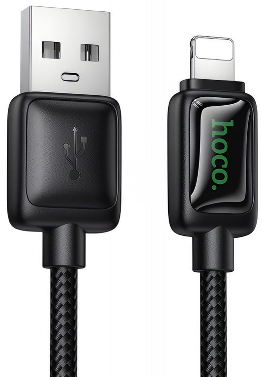 Cabo de Dados e Carregamento USB-A - Lightning HOCO U146, 12W, 1.2m, Preto