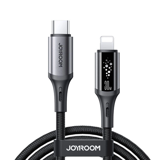 Cabo de Dados e Carregamento USB-C - Lightning Joyroom S-A60 StarTalk, 30W, 1.2m, Preto