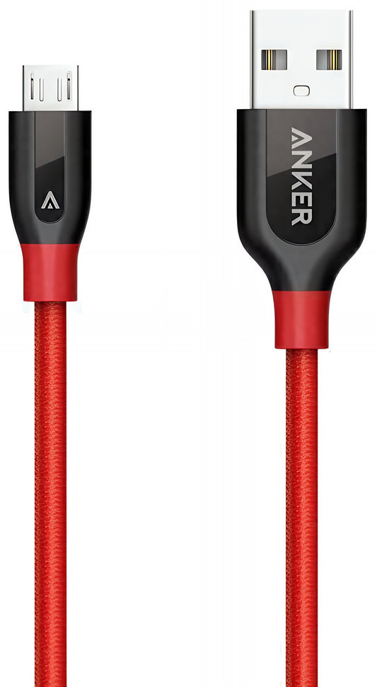 Cabo de Dados e Carregamento USB-A - microUSB Anker PowerLine+, 18W, 0.91m, Vermelho A8142G91