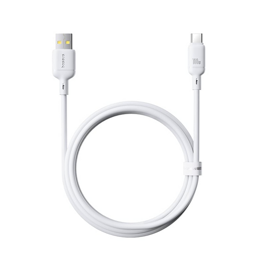 Cabo de Dados e Carregamento USB-A - USB-C Baseus Silky, 100W, 1m, Branco P10377703213-00