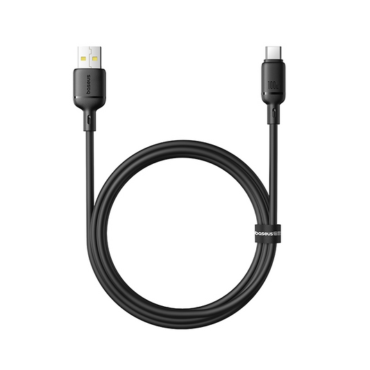 Cabo de Dados e Carregamento USB-A - USB-C Baseus Silky, 100W, 1m, Preto P10377703113-00
