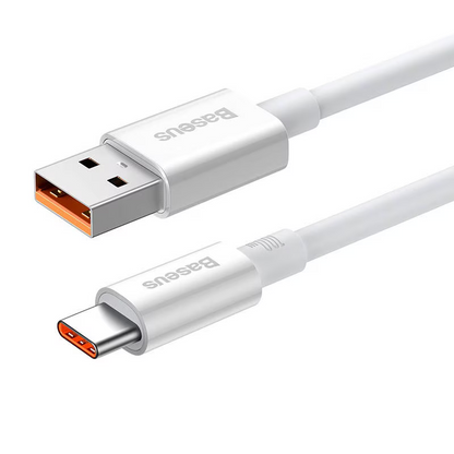 Cabo de Dados e Carregamento USB-A - USB-C Baseus Superior Series, 100W, 1m, Branco P10320102214-01