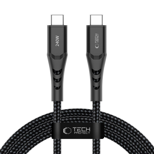 Cabo de Dados e Carregamento USB-C - USB-C Tech-Protect UB11T Ultraboost, 240W, 2m, Preto