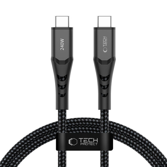 Cabo de Dados e Carregamento USB-C - USB-C Tech-Protect UB11T Ultraboost, 240W, 1m, Preto