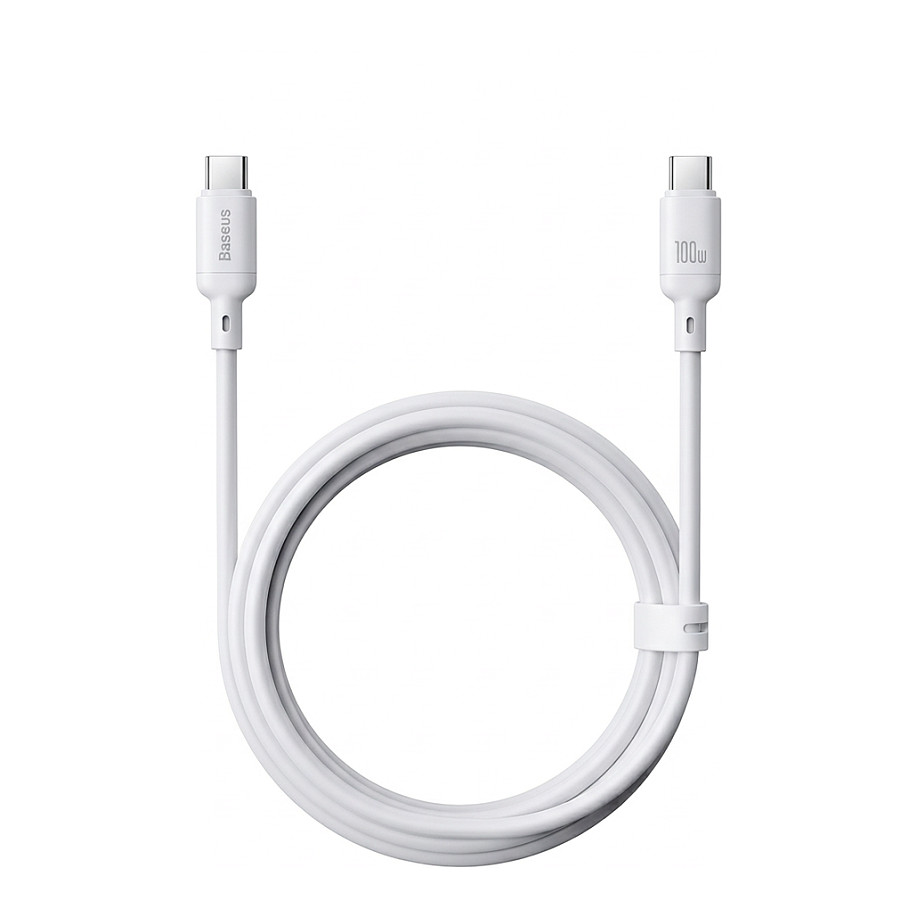 Cabo de Dados e Carregamento USB-C - USB-C Baseus Silky, 100W, 2m, Branco