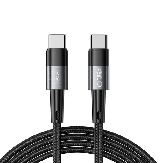 Cabo de Dados e Carregamento USB-C - USB-C Tech-Protect Ultraboost, 60W, 2m, Cinzento