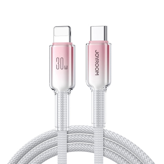Cabo de Dados e Carregamento USB-C - Lightning Joyroom S-A42, 30W, 1,2m, Branco