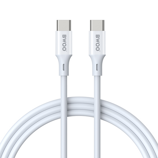 Cabo de Dados e Carregamento USB-C - USB-C BWOO BO-X283CC-2M, 60W, 2m, Branco