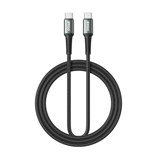 Cabo de Dados e Carregamento USB-C - USB-C BWOO BO-X288C-C, 60W, 1m, Preto