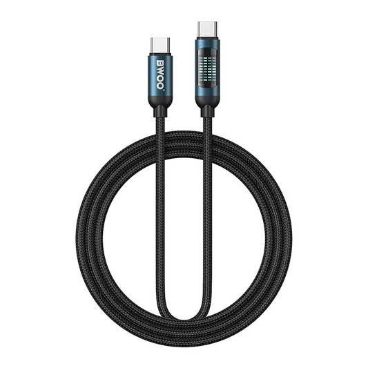 Cabo de Dados e Carregamento USB-C - USB-C BWOO BO-X304 Led, 60W, 1m, Preto